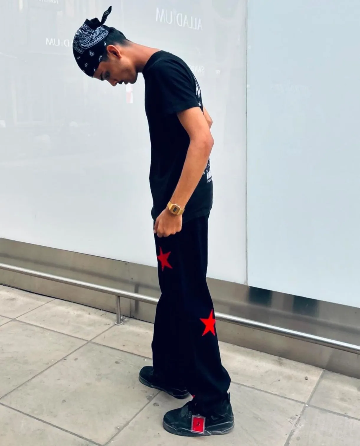 Aesthetic Y2K Harajuku Streetwear Wide Leg Hip Hop Straight Fit Start Graphic Printed Black Denim Jeans For Mens