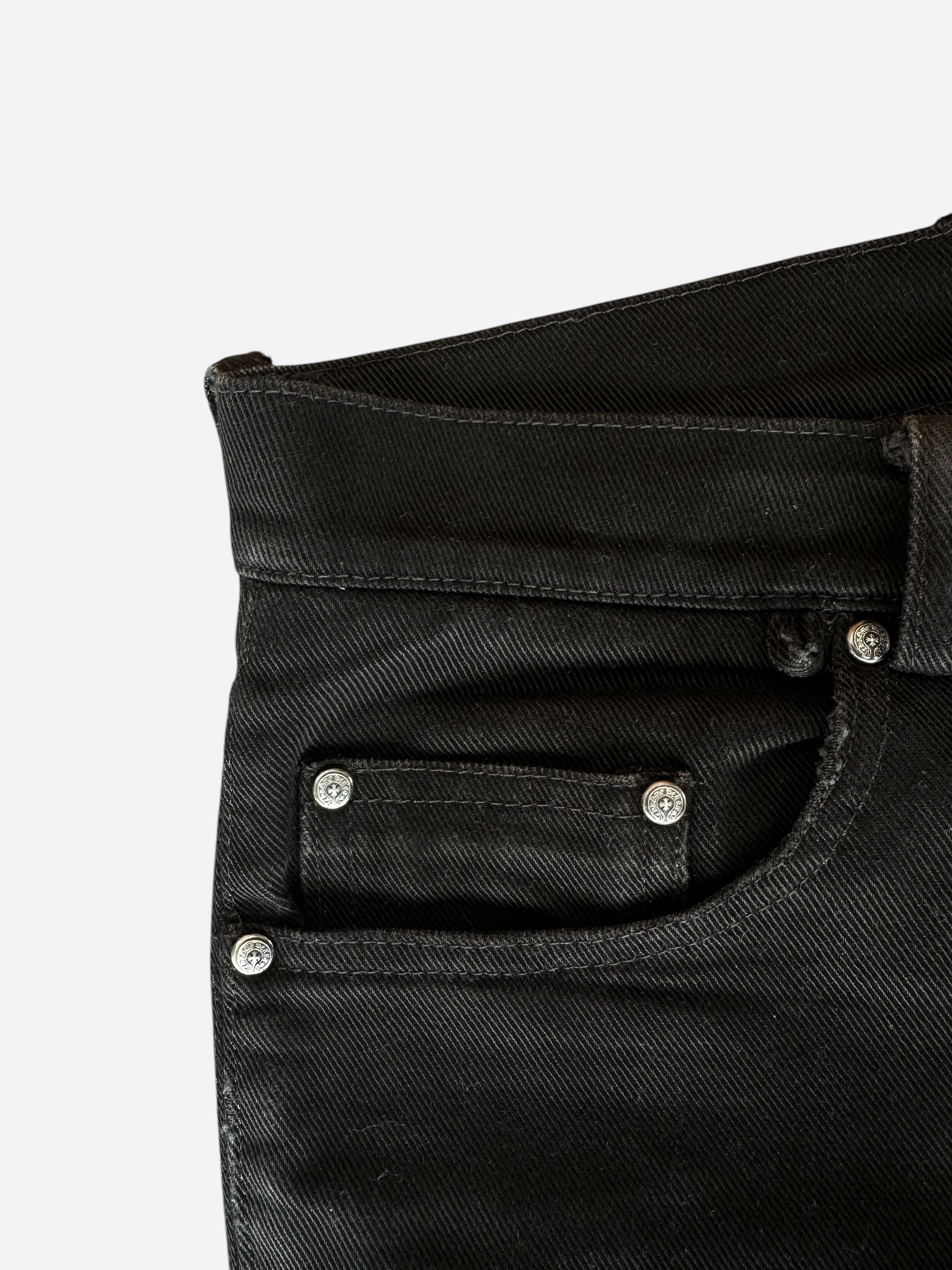 Chrome Hearts Black Fleur Knee Jeans