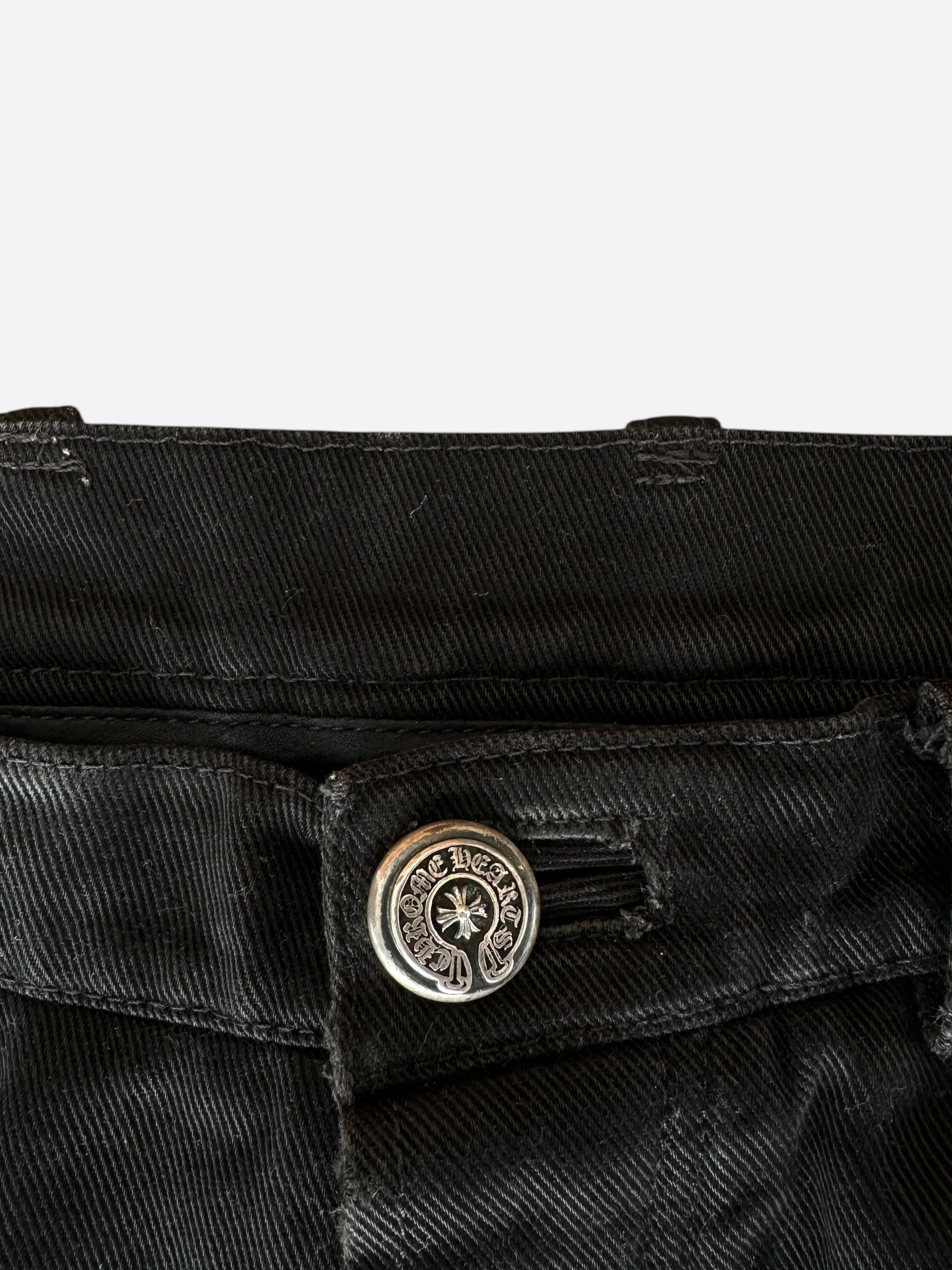 Chrome Hearts Black Fleur Knee Jeans