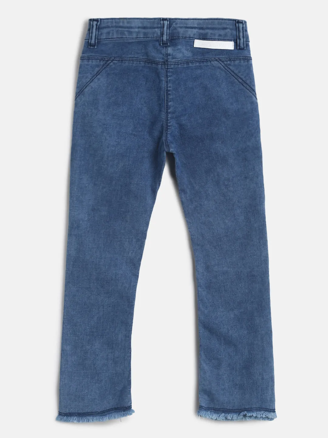 Girls Mid Blue Embroidered Denim Jeans